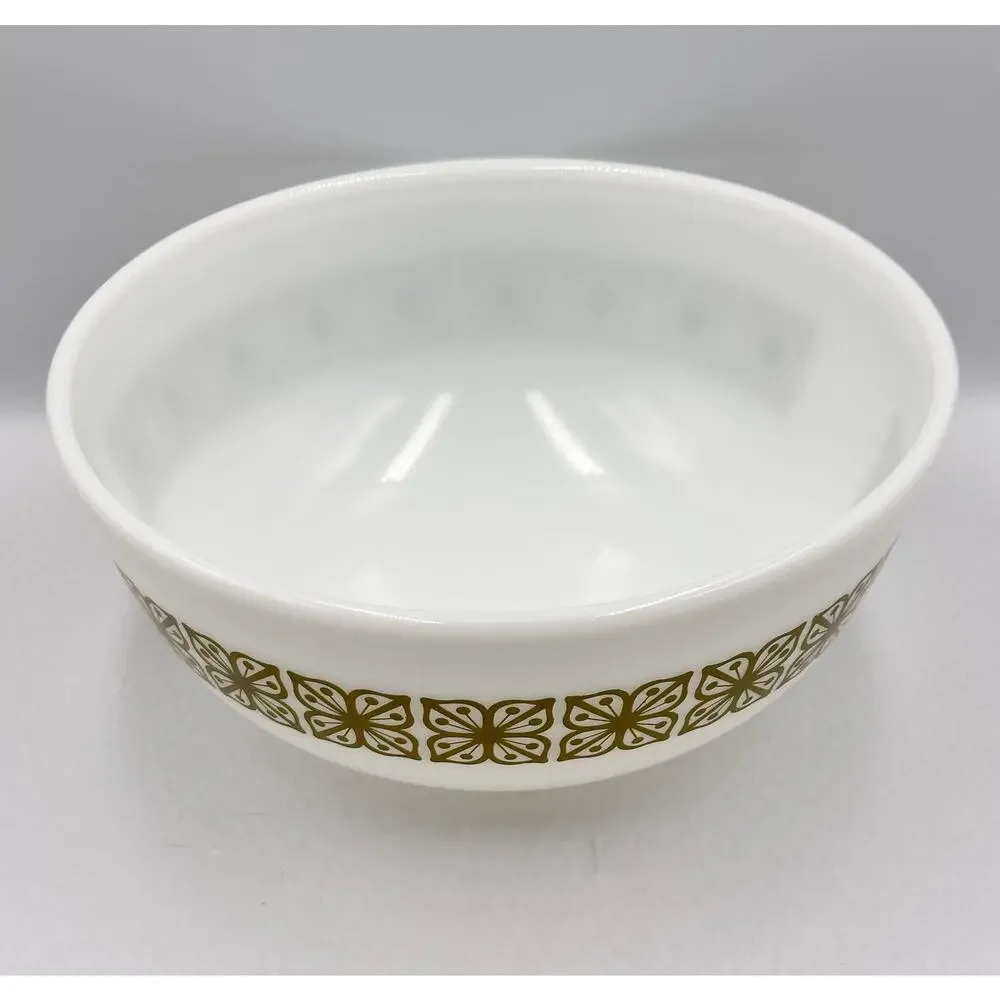 Vintage PYREX 404 Verde Autumn Floral Glass Mixing Bowl 4 Qt - Picture 2 of 7